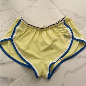 Free People Yellow and Blue Athletic Shorts with Elastic Waistband -Movement